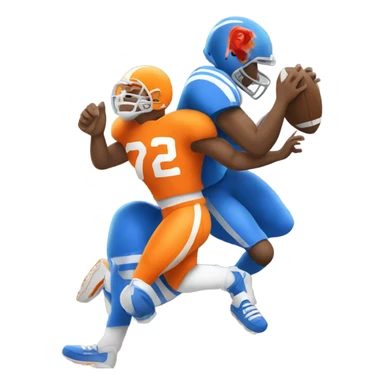 blue football player tackling orange player sticker
