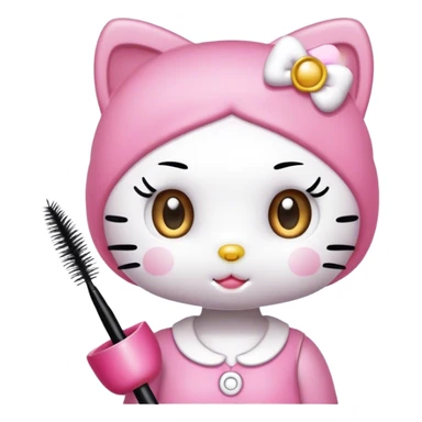  hello Kitty SANRIO holding an eyelash spoolie sticker