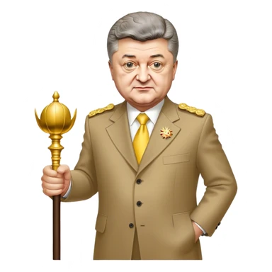 Petro Poroshenko with a mace at the inauguration sticker