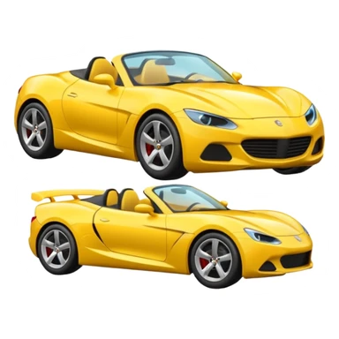 Generate a high-quality 3D cartoon-style emoji of a yellow sports car, sleek and shiny, realistic shading, smooth gradient colors, rounded and cute appearance, simple white background, high-resolution. sticker