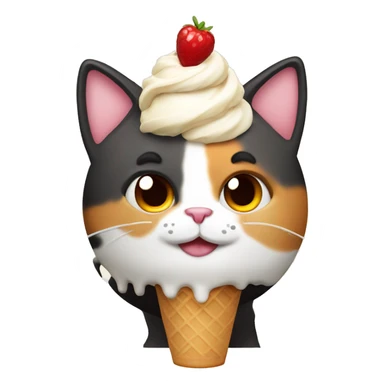 calico cat with icecream sundae  sticker