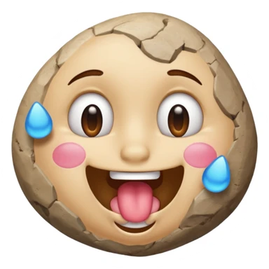 drooling emoji and on its top two ear emoji and one rock hand emoji sticker