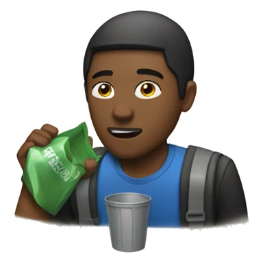 guy listening to trash sticker