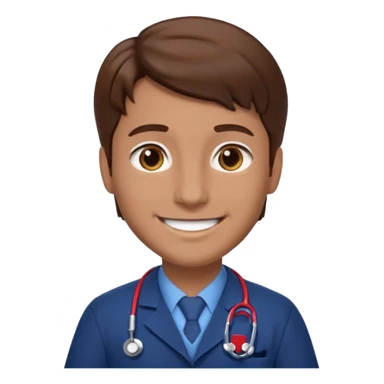 doctor hombre con uniforme azul oscuro cabello marron sticker
