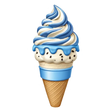 Blue cookies and cream ice cream on a cone sticker