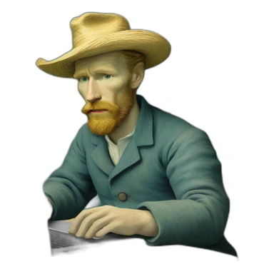 van gogh working on a macbook sticker