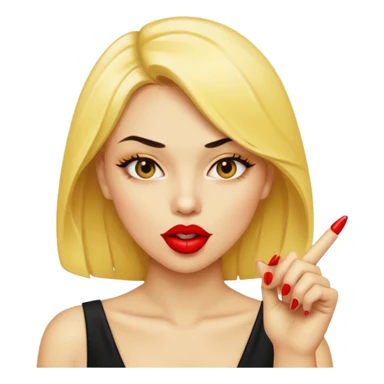 Normal yellow emoji sexy biting the point finger  sticker