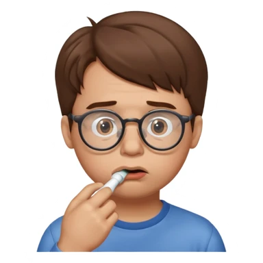 Fat sad guy with brown hair and glasses sucking on binky sticker