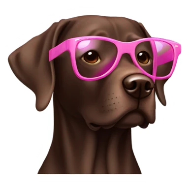 A chocolate lab wearing pink sunglasses sticker