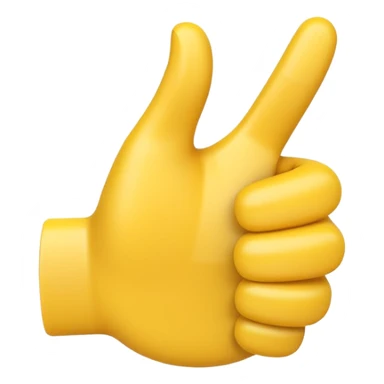 Apple-style 3D illustration of a single yellow emoji hand giving a thumbs up gesture, glossy and rounded, centered on a clean white background, soft shadow underneath, isolated and minimal design sticker