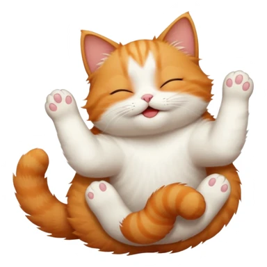 ginger and white small cat in funny positions upside down with eyes closed sticker