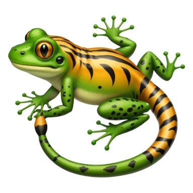 Frog with tiger body and scorpion tail and with mullet(funk)back hair hairstyle sticker