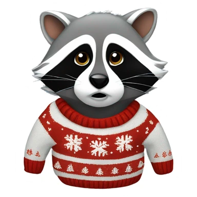 Raccoon with a Christmas sweater sticker
