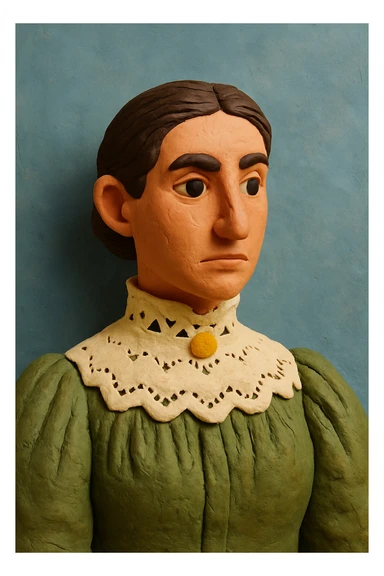 Transform the photo into a claymation style, imitating hand molding. Add clay texture and soft shadows with medium realism. sticker