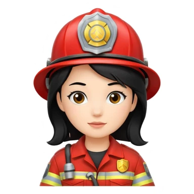 girl fireman with black hair sticker