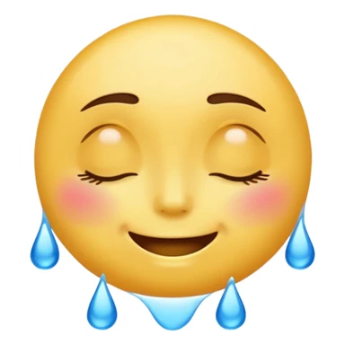 Yellow round emoji with closed eyes and a gentle smile—two wide, bright blue tears flow from under each eye. sticker