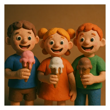 happy children with melting ice cream cones sticker