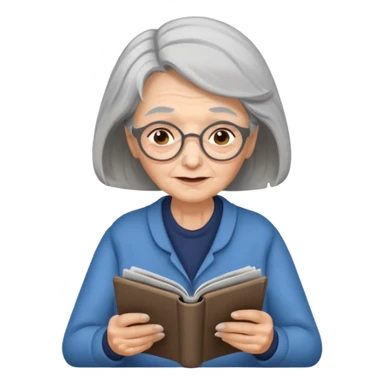 old woman, reading magazine sticker