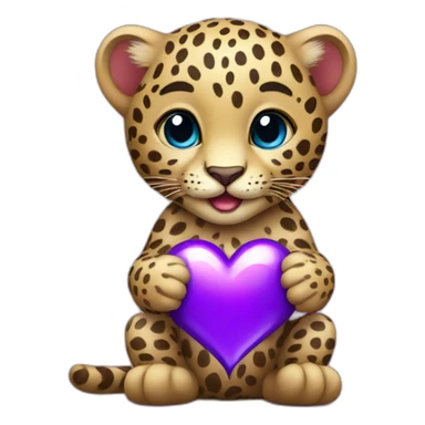 Baby leopard holding a purple heart  sticker