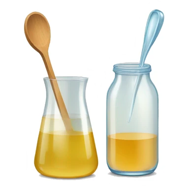 bottle of vinegar and a glass of water with a spoon sticking inside the glass sticker