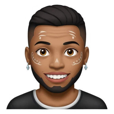 A black/mixed man tattooed face with silver and diamond teeths sticker