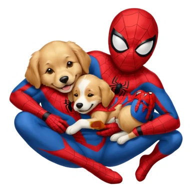 Golden Retriever sleeping on Spider-Man’s lap sticker