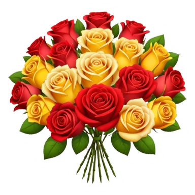 roses with gradient on petal starts yellow and bottom is red make a bouquet of them lots of gradient on every petal  sticker