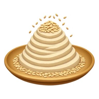 soft mound of oat flour fine pale beige powdery matte a few rolled oats mixed in no bowl scoop or packaging just the flour apple emoji style soft lighting transparent background emoji scale sticker