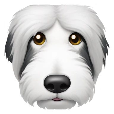 Half white half black old English sheepdog face where left half is white. EYE SECTION OF FACE SHOULD BE HALF AND HALF DOWN THE MIDDLE sticker