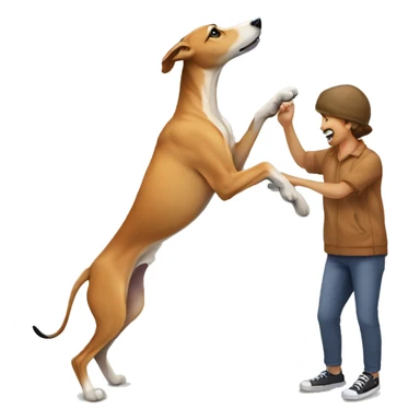 Fawn tiger greyhound playing with people sticker
