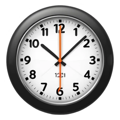 A 3D cartoon clock showing a few minutes before twelve, clean minimal background, Memoji-style. sticker