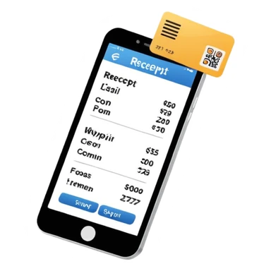 Digital receipt with payment icon sticker