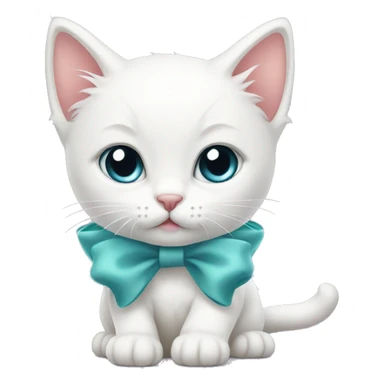 White Kitten with bow  sticker