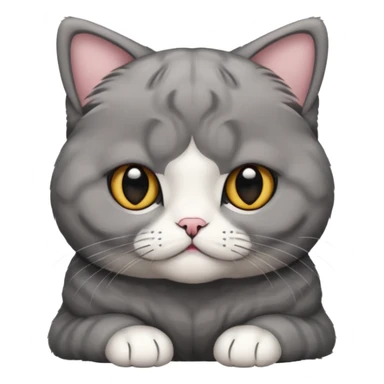 scottish fold cat with folded ears and all fur gray sticker