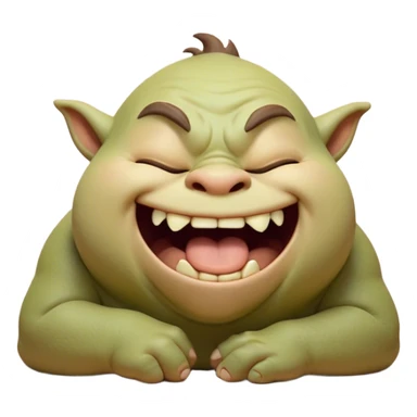 Cinematic Cute Yawning Ogre Portrait Emoji, with a surprisingly cuddly, rotund figure in soft earthy greens and browns, head tilted back in a big, gentle yawn exposing a set of comically oversized teeth, simplified yet irresistibly adorable, highly detailed with a soft glowing outline that captures the sleepy charm of a friendly ogre after a long day of gentle mischief! sticker