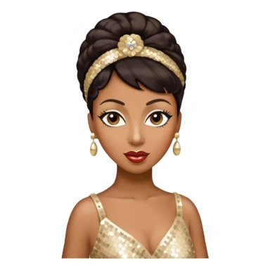 Josephine Baker with dark brown hair, cream sequin outfit sticker