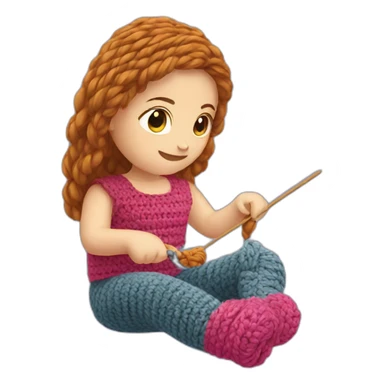 girl crocheting sticker