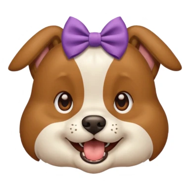 A dog with a bow on the right ear just the face and its mouth open  sticker