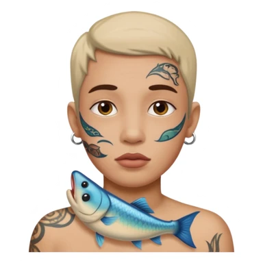 Minnow on throat tattoo sticker