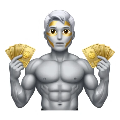 Silver skin muscle gold money sticker