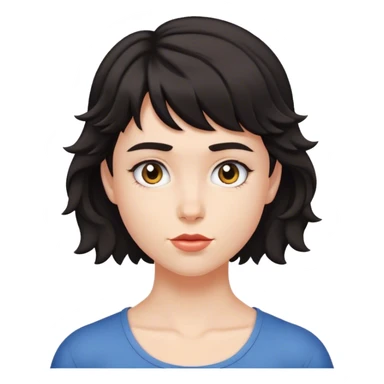 matt girl with super super short mullet wavy dark hair sticker