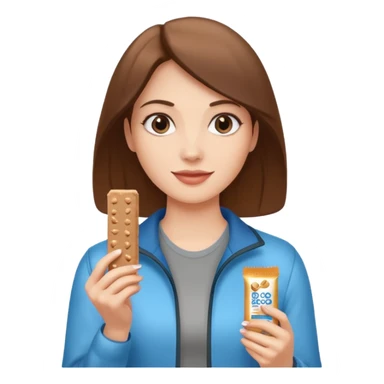 lady holding protein bar sticker