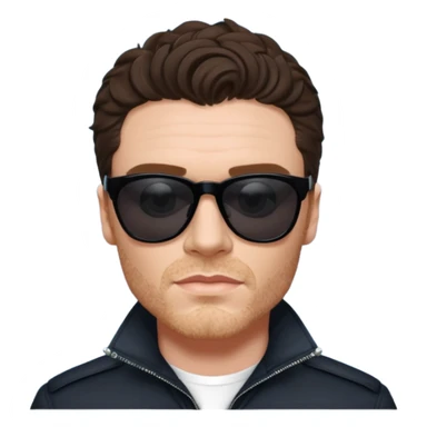 Richard Madden as his character in the Bodyguard TV series, with sunglasses on and an earpiece. sticker