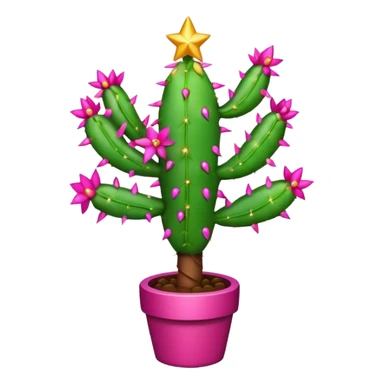 christmas cactus decorated like a tree sticker