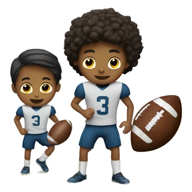 a boy playing football with two players sticker