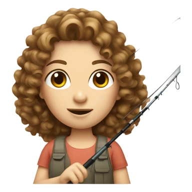 Brown curly haired white girl fishing sticker
