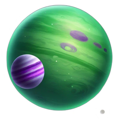 green planet with purple saturn rings and grey moon sticker
