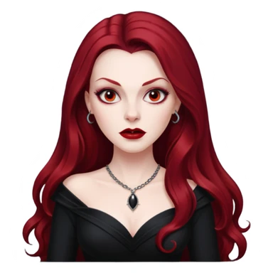 Vampira with long dark red hair sticker