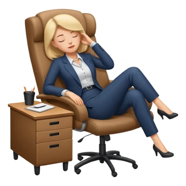 Boss sleeping in a chair with her legs up on the desk sticker