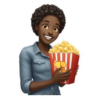 Black girl eating￼ popcorn sticker